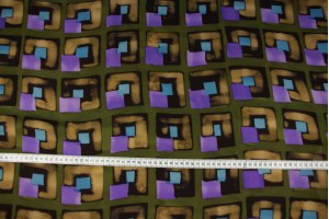 Ткань креп-шифон Италия (шелк 100%, зеленый, принт кубики, шир. 1.40 м)